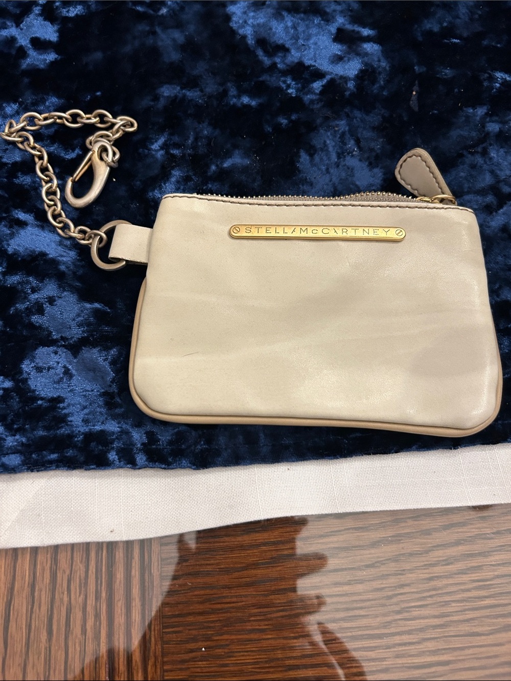 Stella McCartney Beige Chain Wristlet Pouch